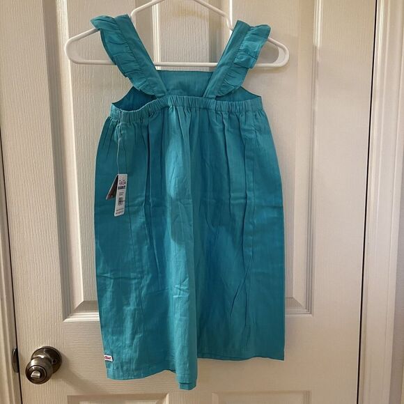 RuffleButts Baltic Dobby Flutter Bow Dress Teal Girls Size 8 NWT - Picture 9 of 11